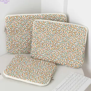 2026 New Korean-Style Quilted Laptop Sleeve - Fresh Floral Print Pouch for iPad & Notebook, Slim Fashion Protective, Soft Lightweight Office Accessories, Travel Must-Haves for Daily Commute