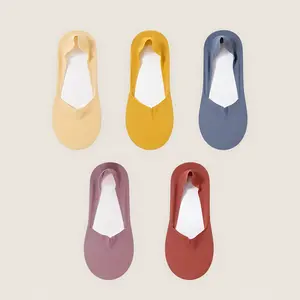 5 Pairs of Women's Invisible Socks — Cotton Breathable, Ultra-Thin for Summer, Seamless, Silk-Like Finish, Silicone Anti-Slip, Moisture-Wicking Soles, Sweat-Wicking Socks, Women's Essential Basics,Mother Day,Graduation gift