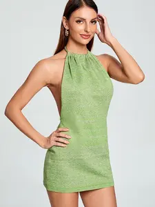 Hanging Neck Backless Knit Dress