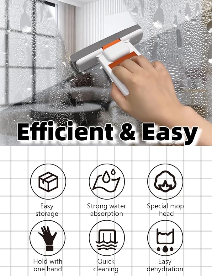 Mini Mop 2026 New Upgrade, Portable Self Squeezing Sponge Mop for Bathroom Kitchen Small Spaces, Wet Dry Floor Cleaner, Lightweight Compact Dorm Apartment Essentials Spring Cleaning Must Haves Orange