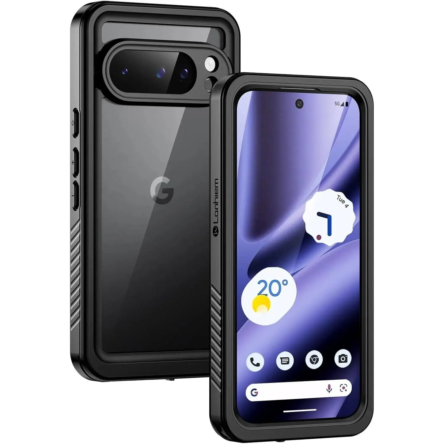 Pixel 10 Pro XL Case, IP68 Waterproof Dustproof Case with Built-in Screen Protector, Rugged Full Body Shockproof Protective Clear Cover for Google Pixel 10 Pro XL 6.8 Inch, Black