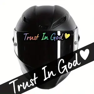 1PC Trust God Helmet DIY Decals Custom Decal Personalized Art English Design Motorcycle Motorbike Stickers for Helmet Lenses Locomotive Deflectors Electric Vehicle Side Panels Laptop Religious Style Waterproof High Adhesion Body Decorative Stickers