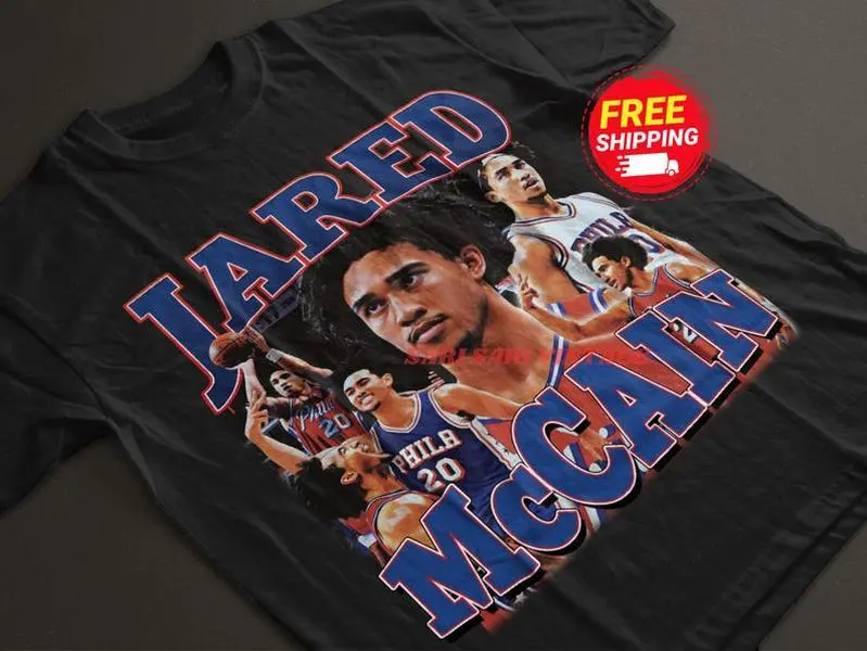 Jared McCain Graphic T-Shirt, a Unisex 90s Vintage Style Philadelphia Fan Tee in 100% Cotton, Casual Short Sleeve Top with Classic Fit, Runs True-to-Size, Fabric