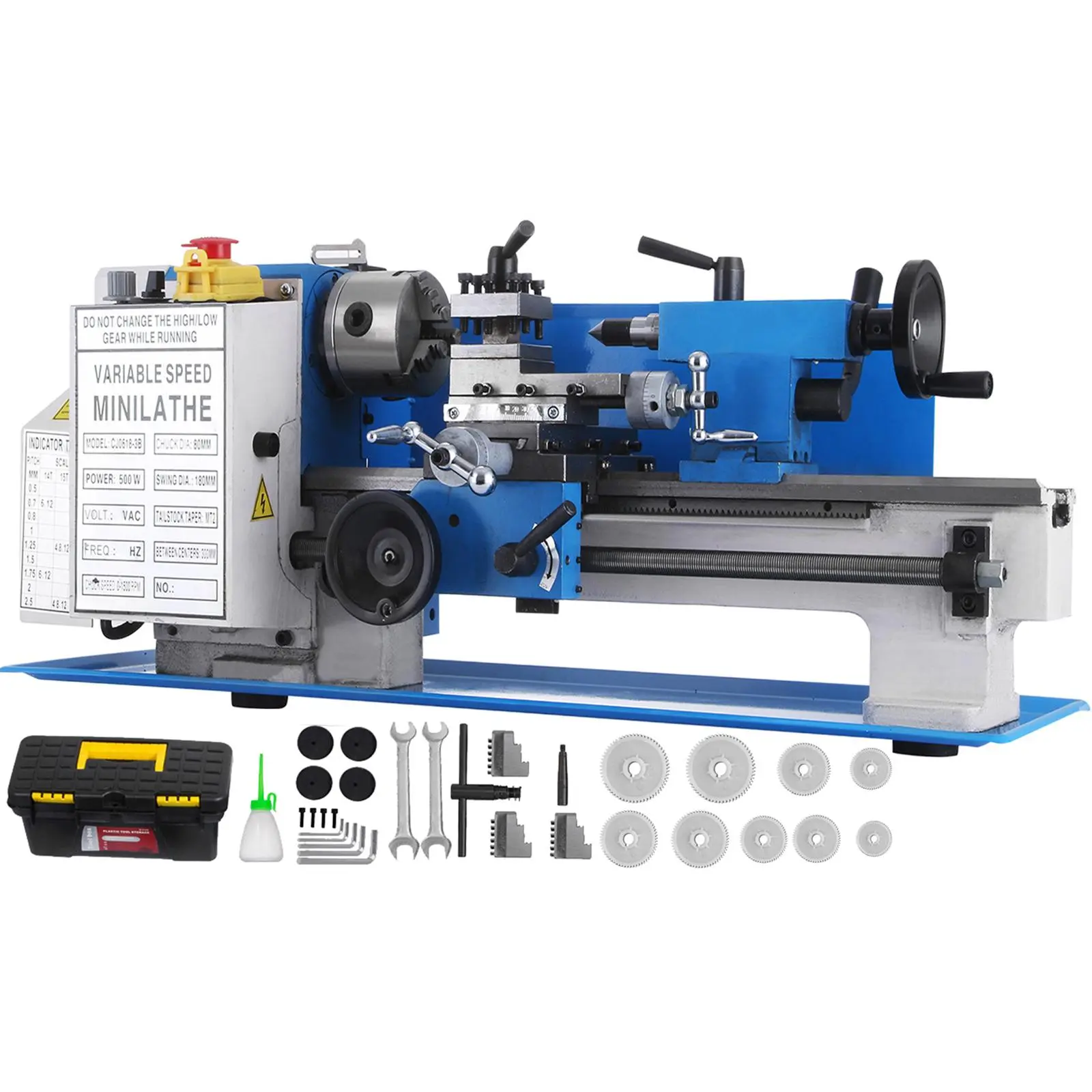 【summerfinds】VEVOR 7x12in 400W Precision Mini Metal Lathe - Variable Speed 2250RPM, Tool Box, Hardware Cutting Power Tool for Home Improvement, Electrical Equipment Needs, Power Tools