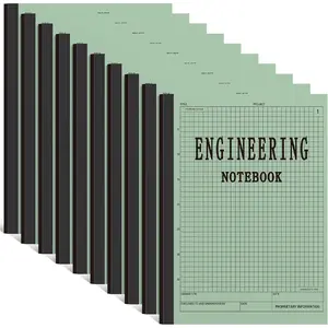 Engineering Notebook 120 Pages Grid Format 8.5" x 11" Paperback Graph Paper Composition Notebook Graph Notepads For Engineer Teacher Architect Designer Scientist Green 10 Pcs
