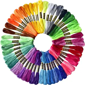 Rainbow Embroidery Floss 50 Skeins 8 Yard Polyester Threads for Cross Stitch Friendship Bracelets Crafts DIY Projects