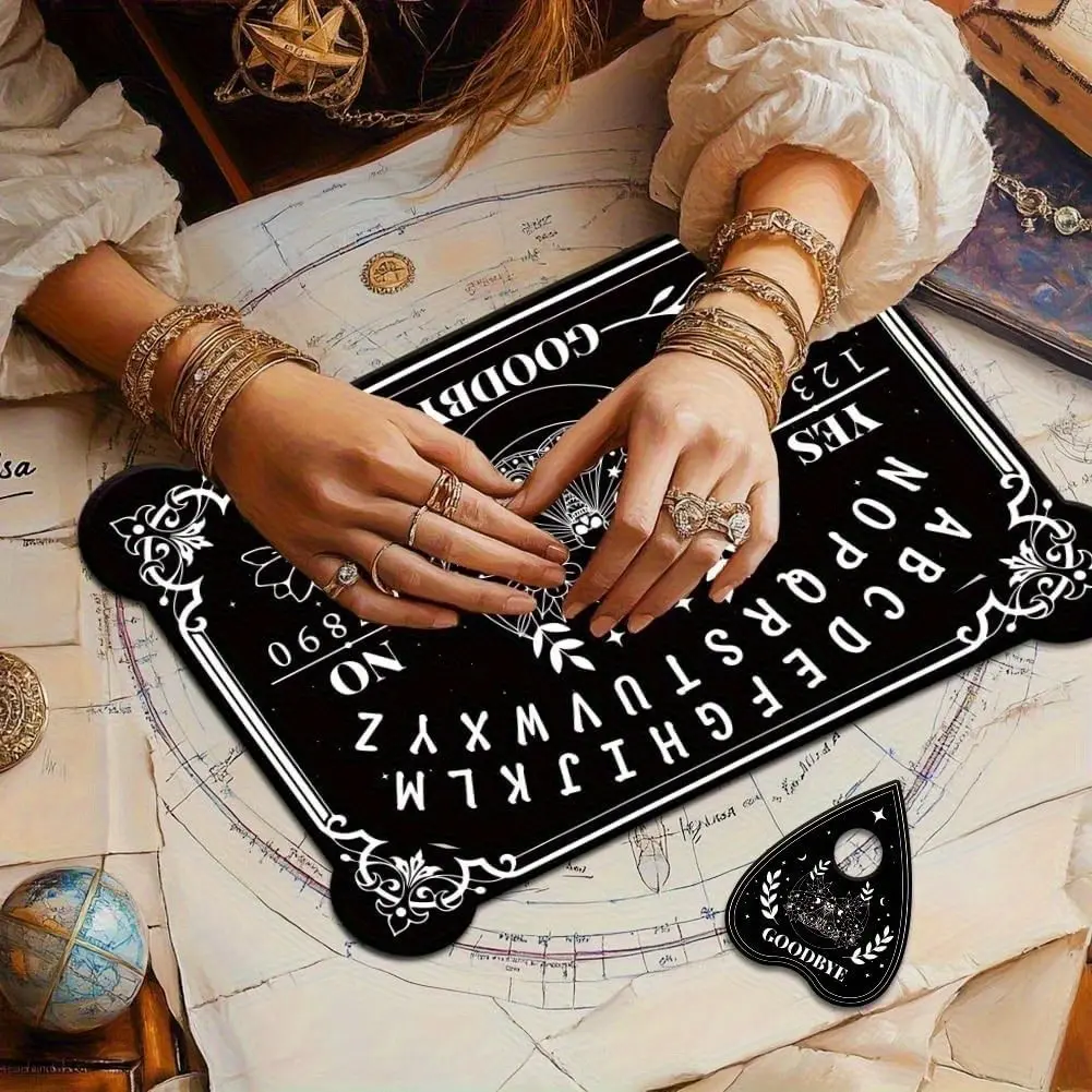 Wooden Talking Board and Spirit Board Pendulum Set, Gothic Butterfly Floral Design, Letter Number Yes No Questions, Adult Elegant