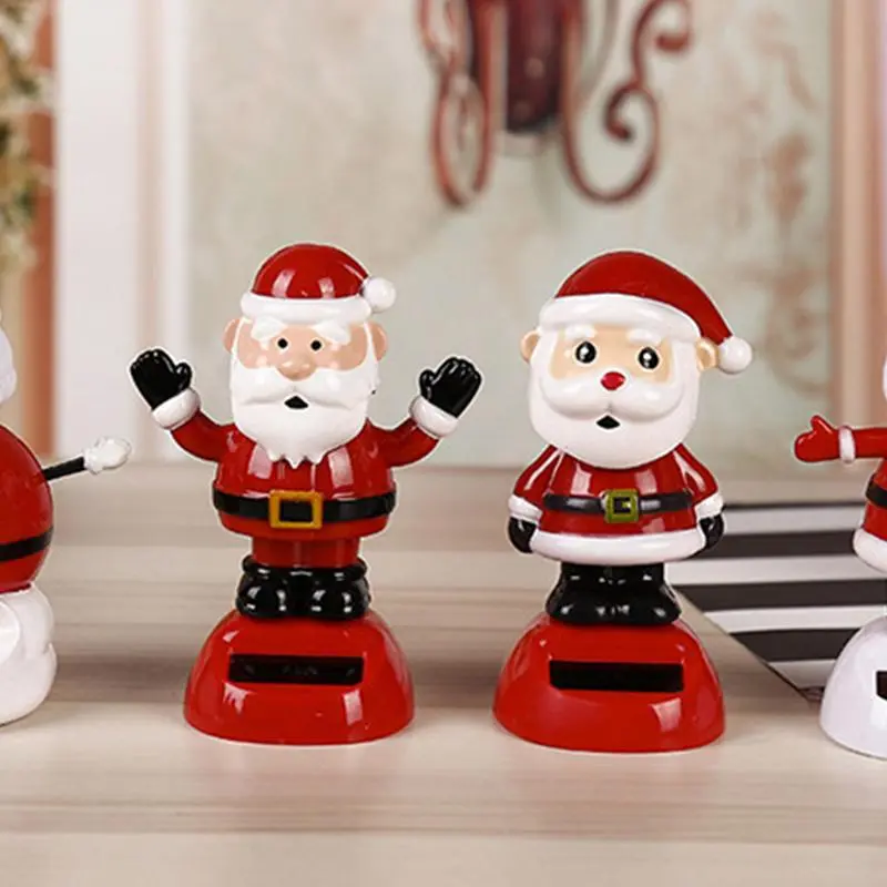 Christmas Car Ornament Solar Ornament Bobblehead Doll Christmas Modeling Ornament Gift Creative Interior Car Supplie