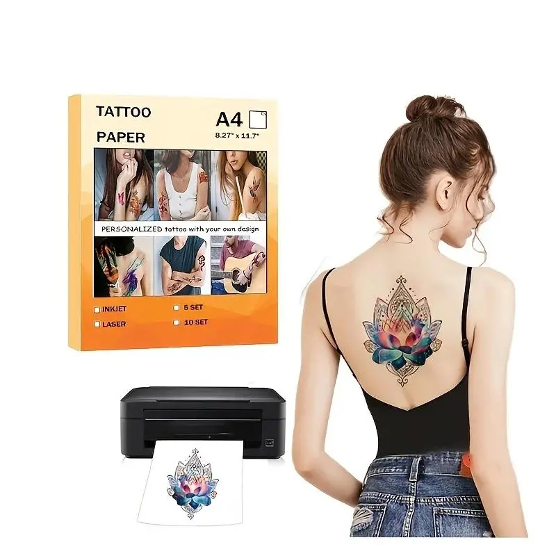 A4 Art Tattoos Paper DIY Waterproof Temporary Tattoo Skin Paper With Inkjet or Laser Printers For Tatoo Men/Women stickers Temporary Tattoo Kit