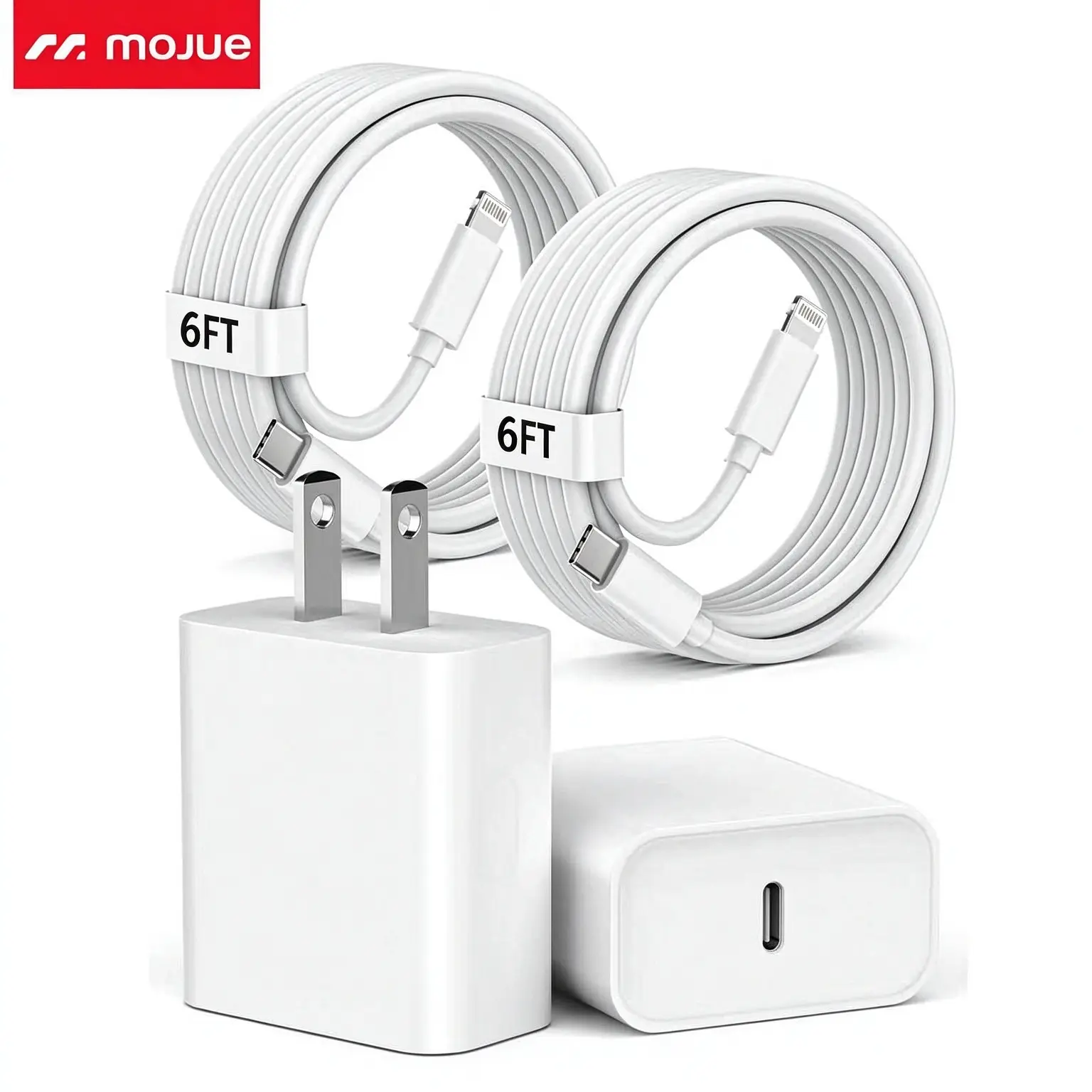 2-Pack iPhone Fast Charger Kit – 6FT/10FT Type-C to Lightning Cables + USB-C Wall Charger Adapters, Super Quick Charging for iPhone 14/13/12, AirPods Pro & Smartphones