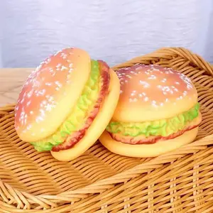 Pet Squeaky Toy Realistic Hamburger Dog Toy with Sound, Bite-Resistant, Teeth-Cleaning, Self-Entertaining Dog Chew Toy for Boredom Relief