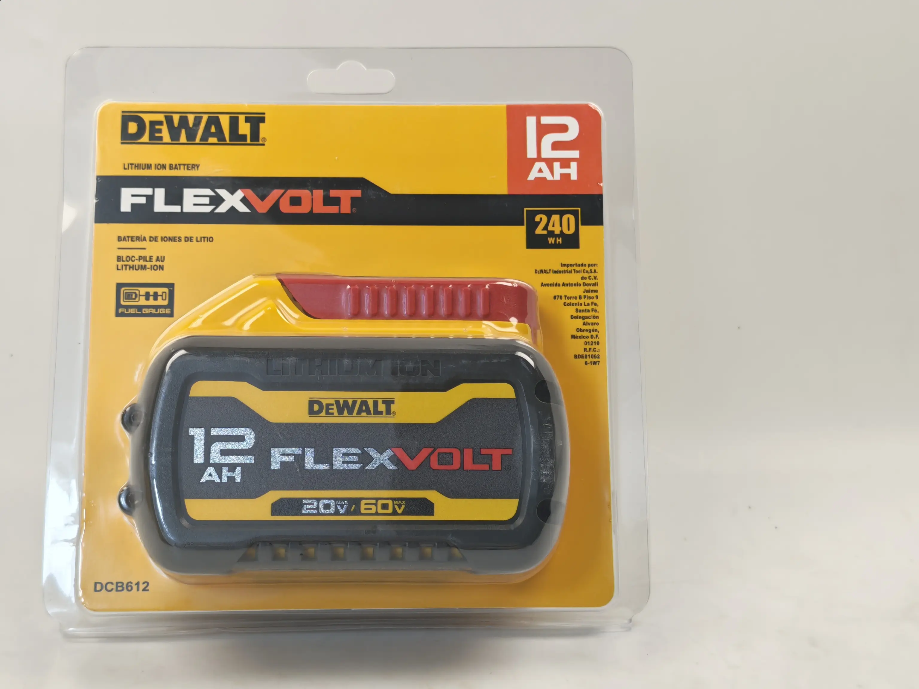 DeWalt DCB612 20V-60V FlexVolt Lithium-Ion 12.0Ah Replacement Batteries with Cells, 12Ah (20V), 240Wh, 60V Max for Power Tools, 1 Pc