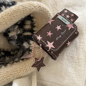Stylish Blue Leopard Print Star Earphone Case Protection for Apple AirPods Pro 2/3/4/2, Fashionable Women's Headset Cover, Earphone Protective Cover, Simple Design, Headphone Accessories