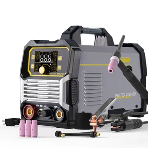 Puwu Heavy-Duty Professional 205A TIG Welder, 5 in 1 Lift TIG/DC HF TIG/Pulse TIG/SPOT TIG/STICK Multi process Welding Machine 110V/220V Dual Voltage TIG Welding Machine with Lift TIG Torch, Compact Design for Automotive, Manufacturing