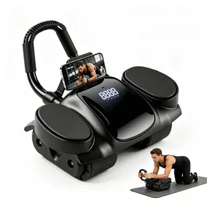 4 Wheel Auto Rebound Ab Roller for Beginners with Digital Counter, Thick Elbow Pad & Phone Holder, Smooth Stable Core Trainer for Home Gym Unisex Abdominal Exercise Equipment Abdominal Workout Machine foam roller ab roller ab roller wheel glutes trainer