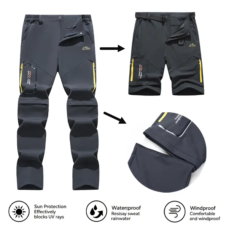 Men's Convertible Hiking Pants Waterproof Windproof UV Sun Protection Zip Off Detachable Legs Quick Dry Multi Zipper Cargo Pockets Outdoor Trousers for Camping Fishing All Seasons activity style fashion s men autumn wear summer father ideal