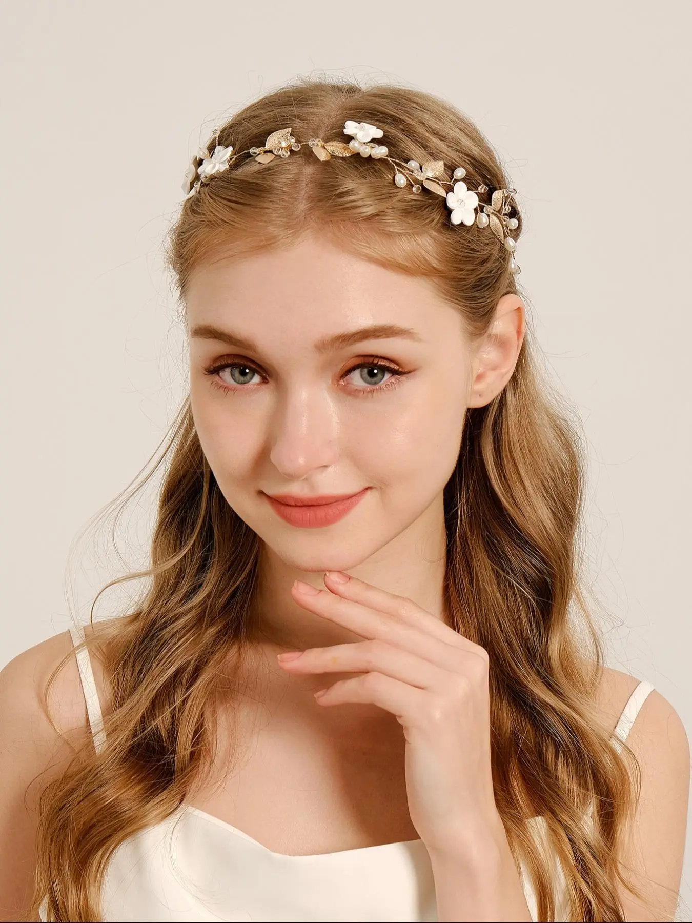 Faux Pearl & Rhinestone Decorated Headband, Elegant Flower Design Headband for Wedding Bridal Party Formal Occasions, Fashion Accessories for Women
