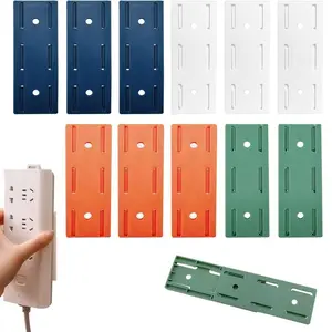 10 Counts Self Adhesive Power Strip Holder, Multi-Surface Socket Fixer - Tile/Wood/Metal Compatible with 4 Assorted Colors, Socket Organizer Rail