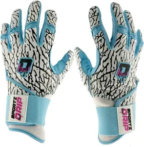 Freeze Youth Batting Gloves, Artic Blue and White, Leather, Multiple Sizes, Baseball Softball Equipment