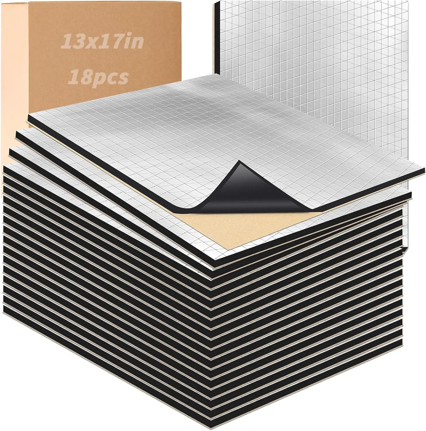 394 mil Car Sound Deadening Material Mat 27.5 sqft Auto Audio Deadener Foam, Sound Dampening and Heat Insulation Mat, Noise Insulation and Vibration Dampening Material for Hood Ceiling Door - 18 PCS