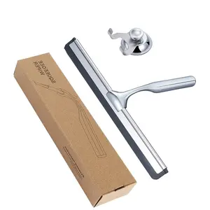 Wall-Mounted Shower Squeegee Set, 10-Inch Stainless Steel Design, Easy Glass Cleaning for Bathroom, Mirror, Car Windows, Includes Storage Hook