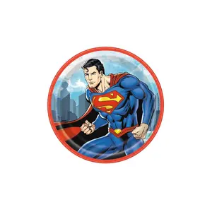 DC Comics Superman Party Disposable Paper Dessert Plates – 7", 8 count