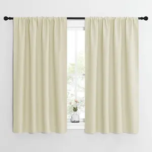 NICETOWN Kitchen Curtains, Short Blackout Curtains & Drapes, Home Decoration Privacy Thermal Insulated Curtains for Unicorn Theam Room (Beige, 42" Wide, 54" Long, 2 PCs)