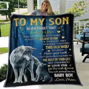 To My Son Fleece Blanket with Emotional Message, Cozy Home Decor for Living Room and Bedroom, Perfect Gift for Family and Friends, Soft Lightweight Blanket