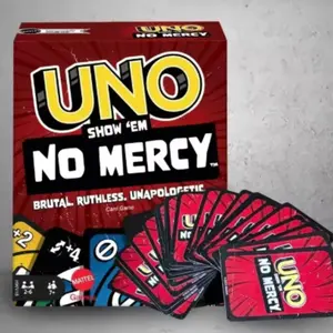 100% Original Mattel UNO Show ‘Em No Mercy Card Game Deck Poker Geunine Brand Christmas Gifts Table Games Family Parties Travel Party Card Game