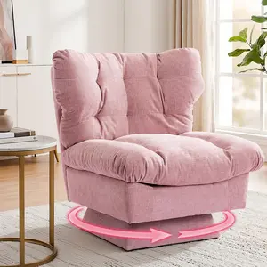 Chenille Swivel Accent Chair - 360° Comfy Modern Sofa Chair with Oversized Base,20.8in Seat,Cozy Cotton Filling,300lb Capacity for Living Room, Pink
