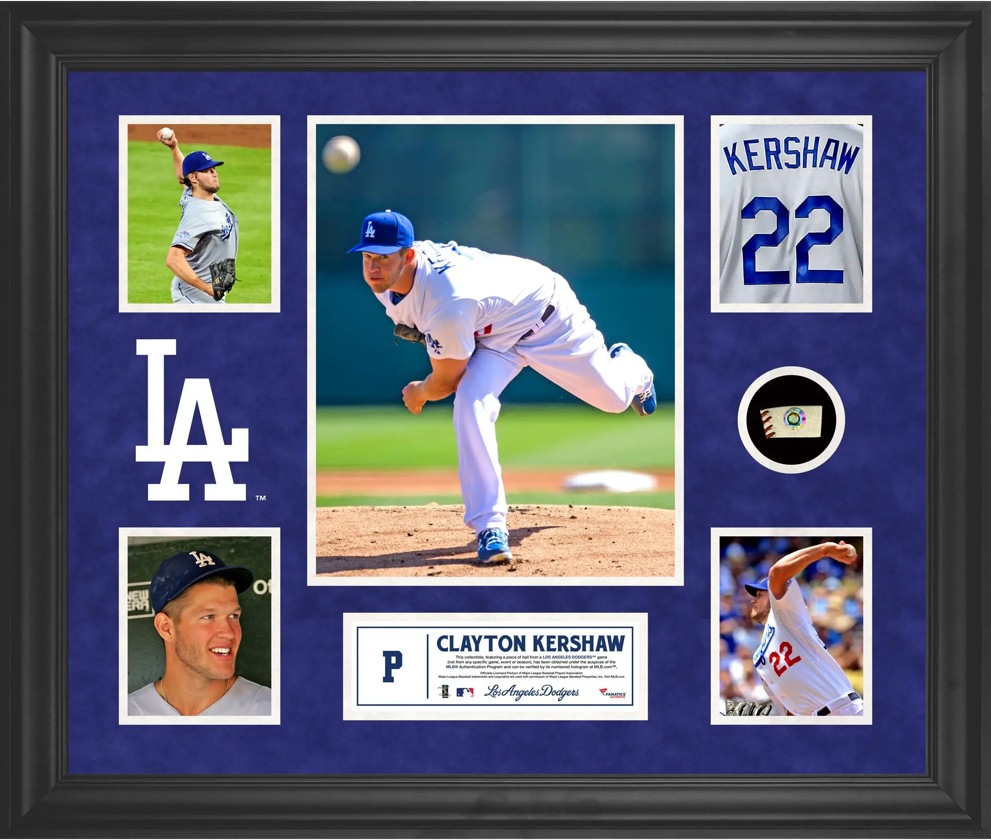 Clayton Kershaw Los Angeles Dodgers Framed 5-Photo Collage with Piece of Game-Used Ball - Fanatics Authentic Certified - MLB Memorabilia