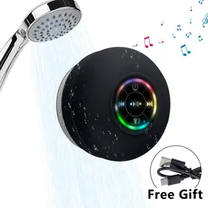 Party Gift Mini Waterproof Speaker, Portable Wireless Speaker With Suction Cup, USB Rechargeable Black Audio Bluetooth Speaker, Wireless Version Life for Parties, Bathroom, Travel, Home, Outdoor, Gifts for Thanksgiving Christmas New Year wireles