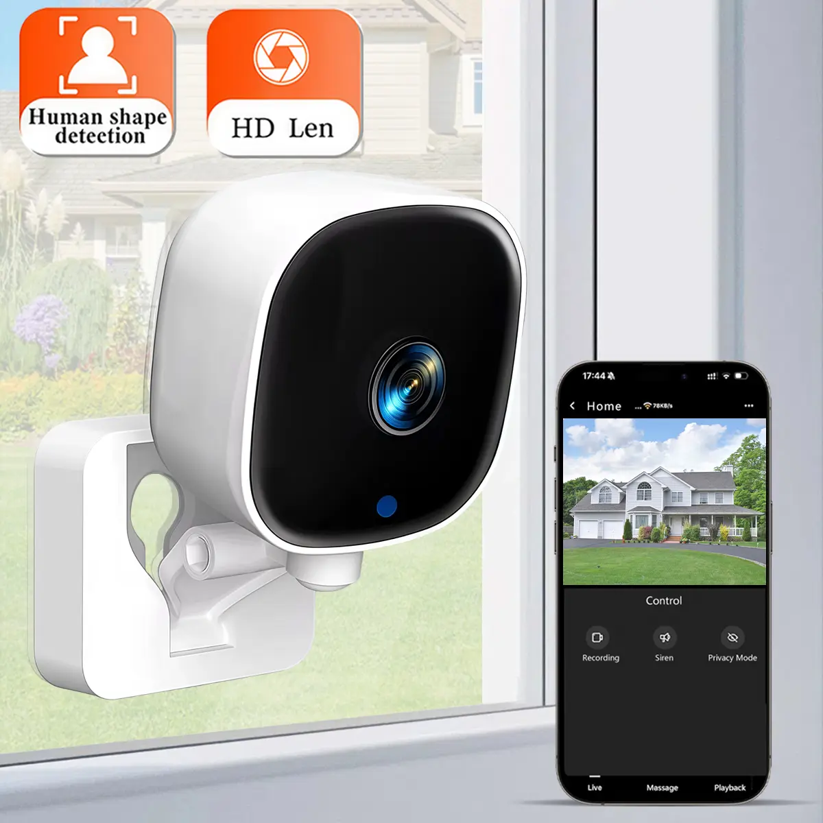 Mini Indoor Security Camera, No-Drill Mount 2.4G WiFi Home Camera, Pet Surveillance Camera with Phone App, 2-Way Audio, Motion Notification, Local & Cloud Storage, Cameras for inside home