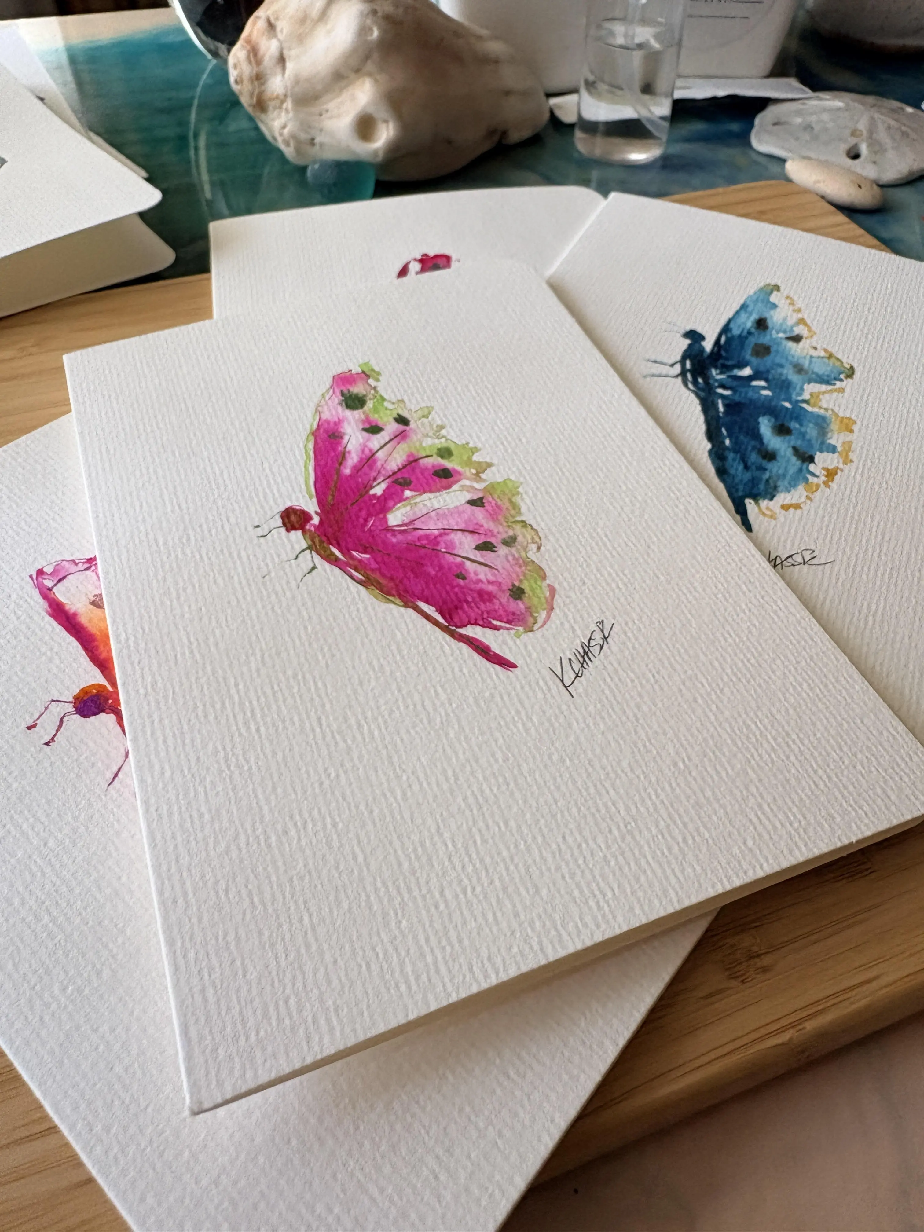 Hand Painted Watercolor Butterfly Card