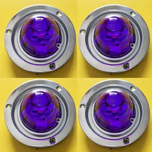 4Pcs Watermelon Lights and Bunk Adapter, Stainless Steel Round Marker Light Bezel Cover，Watermelon Lights for Trucks