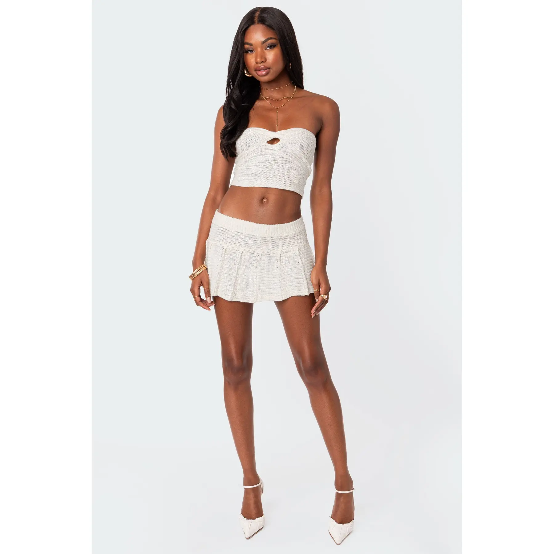 Kiera Pleated Knit Mini Skirt
