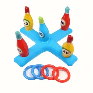 5-Pack Inflatable Bowling Game Set – Perfect for Family Gatherings, Bar Drinking Games & Pool Fun, Durable PVC Material, Ages 14+ (Ring Colors May Vary)