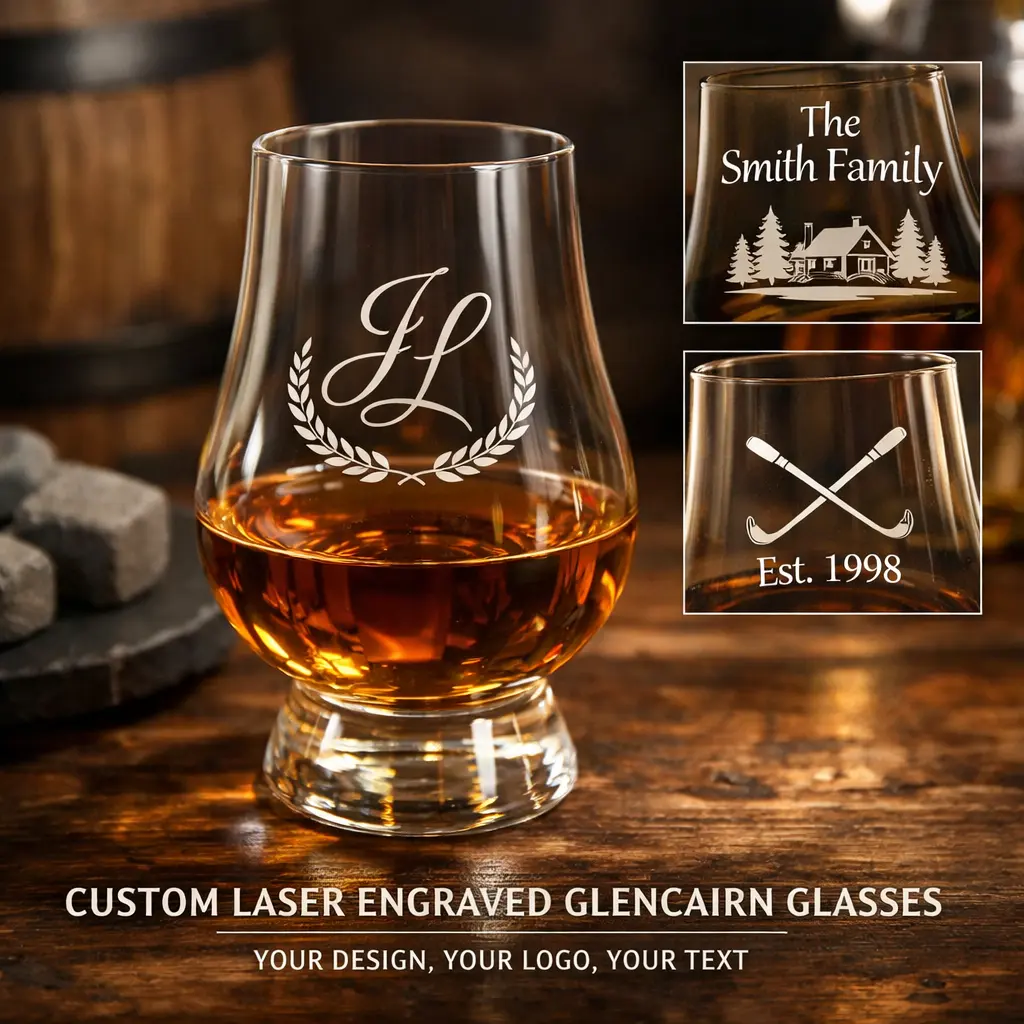 Whiskey Glencairn Glass - Custom Laser Engraved Personalized Gift for Whiskey Lovers - Premium Glass with Crisp Permanent Engraving - Ideal for Weddings Birthdays & Special Occasions - Drinkware