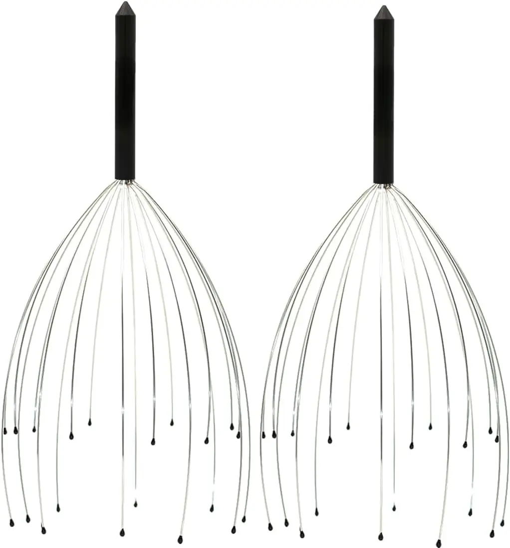 Manual Head Massager for Relaxing Scalp - 20 Fingers Scratcher (Black & Black) - Body Care Gift - Comfort