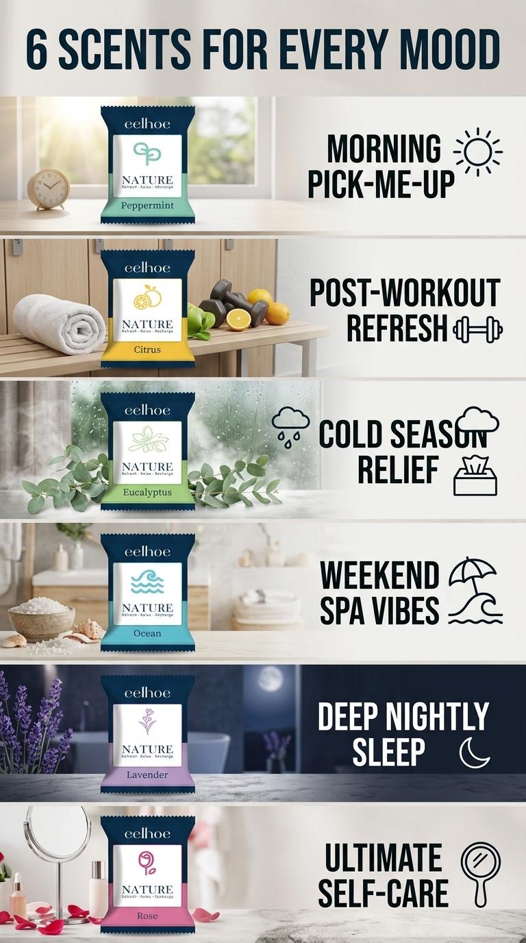 EELHOE Shower Tablets Keep Fragrance Aromatherapy Shower Tablets Deep Cleansing Relaxing Spa Shower Tablets
