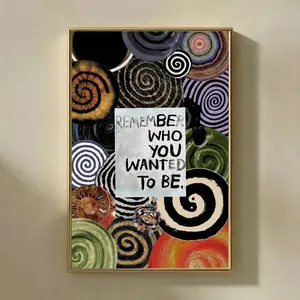 [SALE UP TO 50% + FREE SHIP] Remember Who You Wanted To Be Poster  Motivational Quote Wall Art  Abstract Spiral Collage Print  Modern Boho Home Office Decor