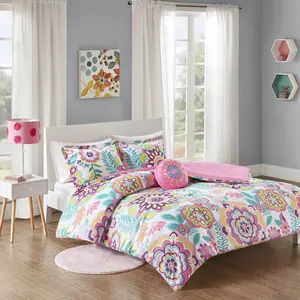 Mi Zone Camille Comforter Set, Vibrant Flowers Design All Season Teen Bedding, Matching Sham, Decorative Pillow, Girls Bedroom Decor, Pink 3 Piece
