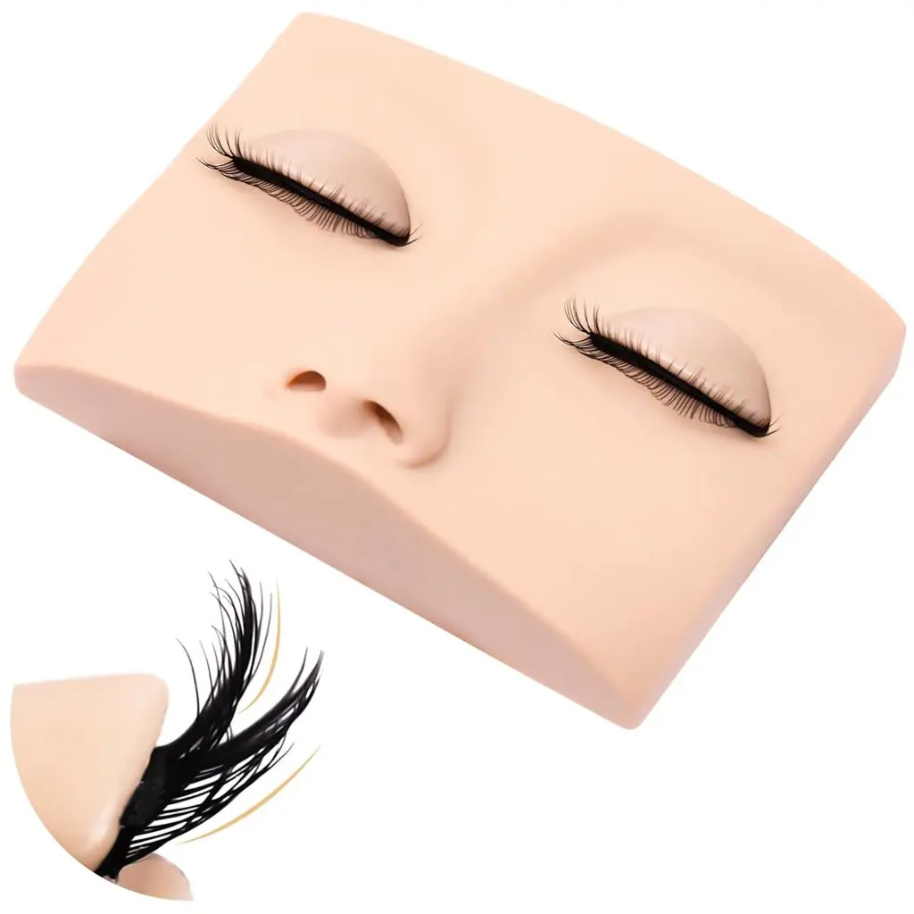 Double Layer Lash Mannequin Head, Makeup Practice Tool with Lightweight Removable 2-Layer Eyelids for Lash Extensions, Eyelashes Extensions Training