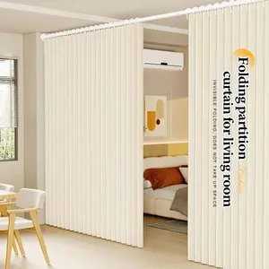 Foldable Solid Color Partition Curtain, Privacy Light Blocking, Hook and Tie, Space Saving, Tool-Free Quick Install, Multi-Color Options, Easy Install Curtain