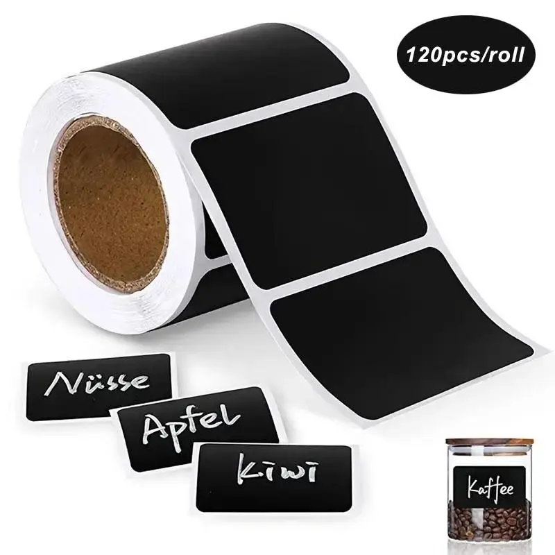 120pcs/roll Removable Writable Blank Self Adhesive Sticker, Waterproof Label Sticker, Sticky Labels, Personalized Labels for Spice Jar, Labels for Jars, Pantry Labels, Labels for Kitchen, Home Storage Supplies