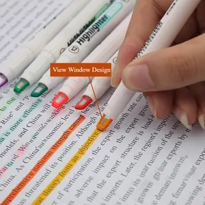 Dual Tip Highlighters 6pcs Highlighter Set Pastel Markers Fine Chisel Tip Bible Journaling Planner Notes Books Assorted Colors with View Window Design