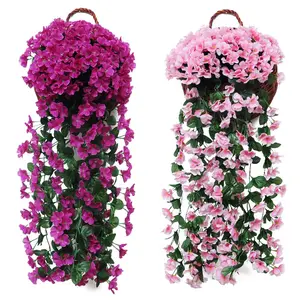 2-piece outdoor indoor garden artificial flower home decoration, plastic simulation flower, simulation flower eucalyptus leaf violet simulation plant green box wooden door corridor courtyard decoration flower wall