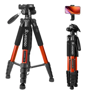 UEGOGO 74-Inch Aluminum Heavy Duty Tripod with 360° Ball Head, Quick Loading Plate & T-Shaped Phone Clip – Portable Travel Stand for Outdoor Photography, Includes Mobile Holder and Carrying Bag, Tripod Stand for Phone