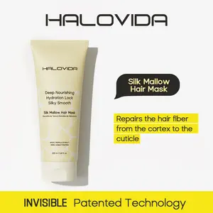 HALOVIDA Silk Mallow Hair Mask for Hydrating and Moisturizing Hair,Strengthens & Maintains Bonds within Hair, Flyaways & Reduce Breakage,Instant Softness & Shine,Dry & Damaged Hair Professional Treatment,Perfect for all hair types,6.8 fl.oz