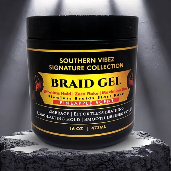 16 OZ Strong Hold Braid Gel , Anti-Humidity Fizz Fighting ,Pineapple Gel , Long-Lasting Hold , Thick Edge , Edge Control , No Residue Styling, Alcohol Free, All Hair Types Curly, Haircare Soft ,Gift for him, Best Gift, Southern Vibez Signature Collection